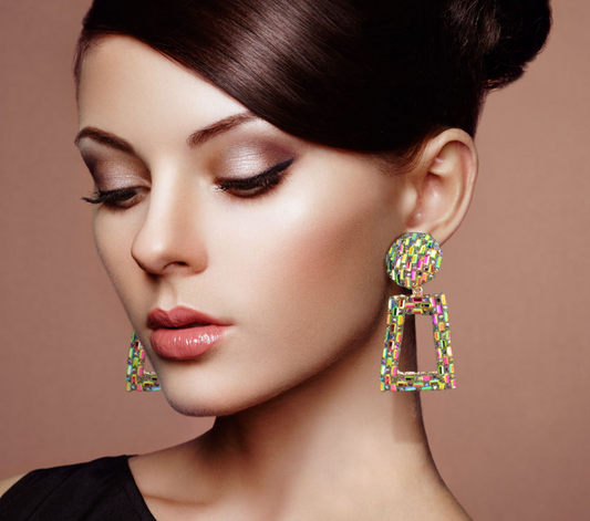 Stone Embellished Evening Earrings