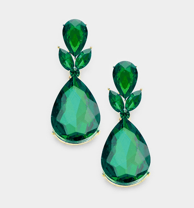 Floral Glass Evening Earrings